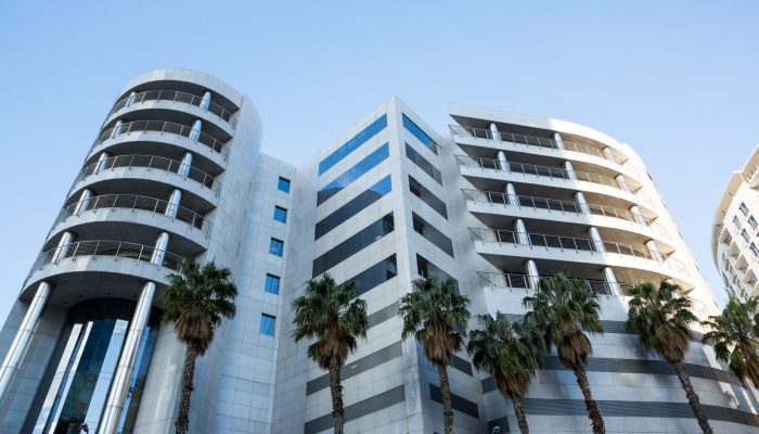 Office buildings in city with modern architecture